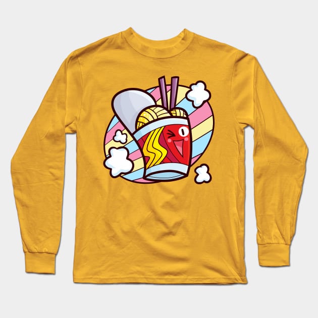 Cute red cup noodle Long Sleeve T-Shirt by Jocularity Art